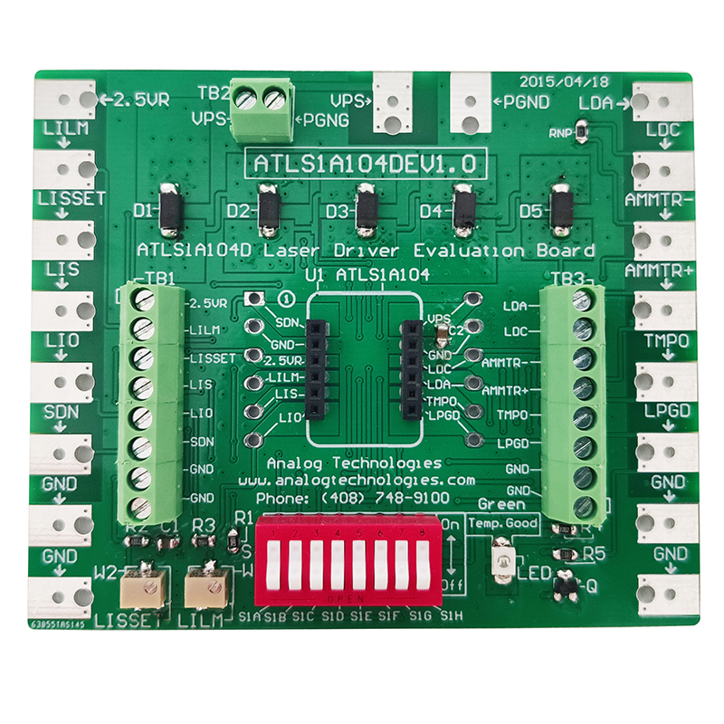 Evaluation Board for the ATLSxA104 Series Diode Laser Drivers/Controllers